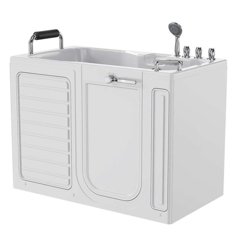 54 in.Right Drain Walk-in Soaking Bath Tub with Outward Opening Door in White - 53"
