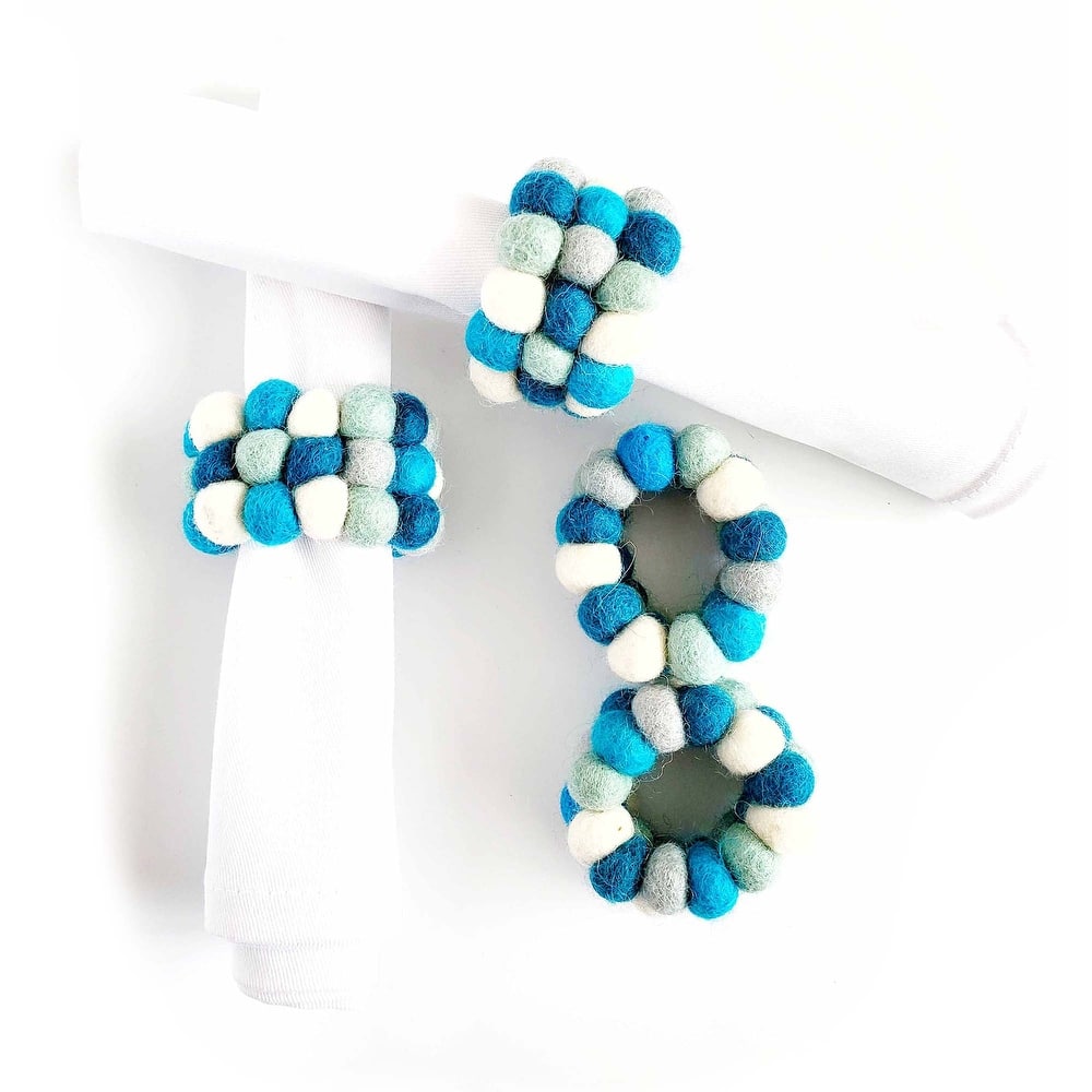 Felt Three Strand Napkin Rings, Set of 4