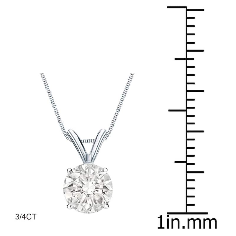 Auriya Clarity-Enhanced Round Solitaire Diamond Necklace 14k Gold (H-I, SI1-2, I1-I2 or I2-I3)