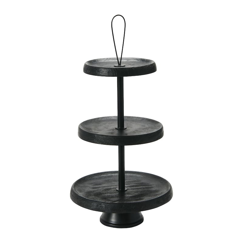3-Tiered Tray, Cake Stand or Desert Serve ware Tower - Black