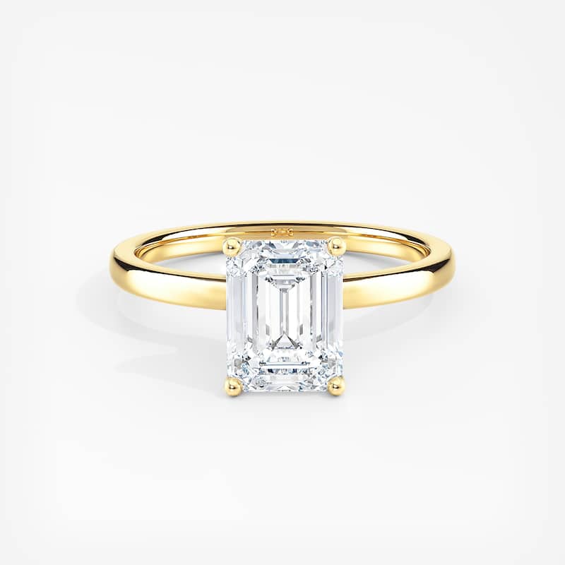 Auriya 14k Gold Lab Grown Emerald Ribbon-Halo Diamond Engagement Ring 0.60 to 5.10 ct. tw. (F-G VS) - 2.25 ct. center - 5 - Yellow