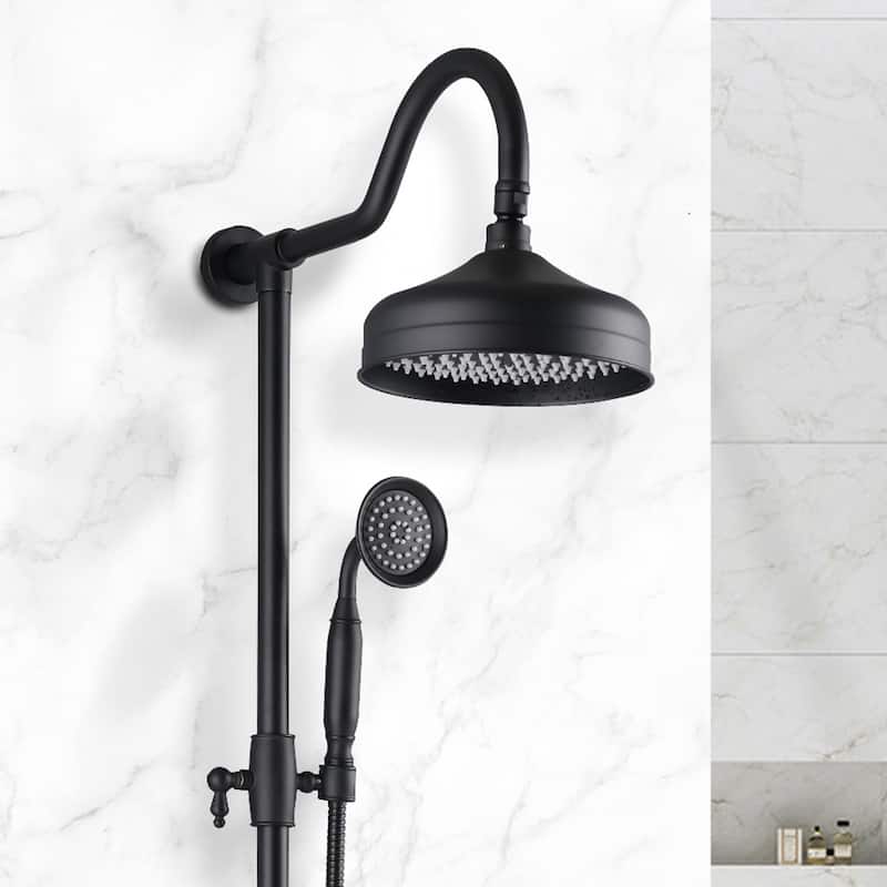 YASINU Vintage 8 inch Rain Shower Head Shower System - Matte Black Shower Not Include Valve