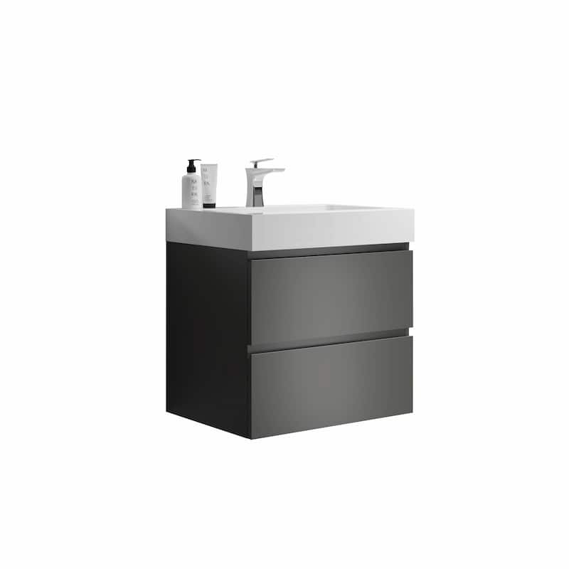 36"/30"/24" Floating Bathroom Vanity with Sink, Wall-Mounted Storage Cabinet