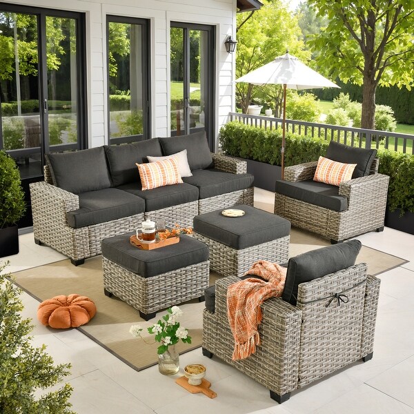 ヴィッテセンス#アスメラ７個セット XIZZI 7-Piece Patio Wicker Furniture Wide Armrest Conversation Set