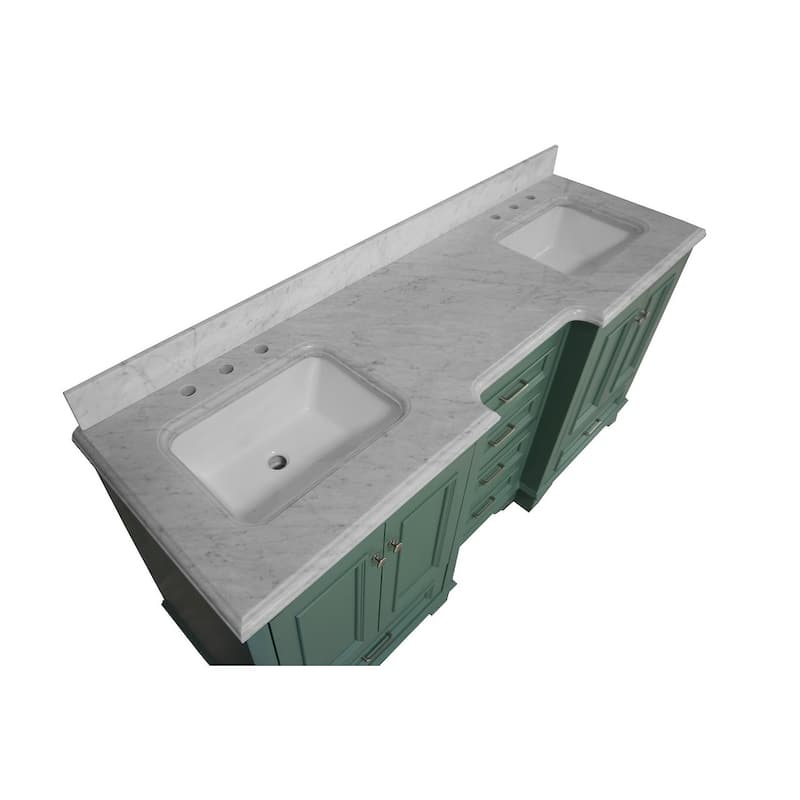 KitchenBathCollection Nantucket 72" Double Bathroom Vanity with Carrara Marble Top