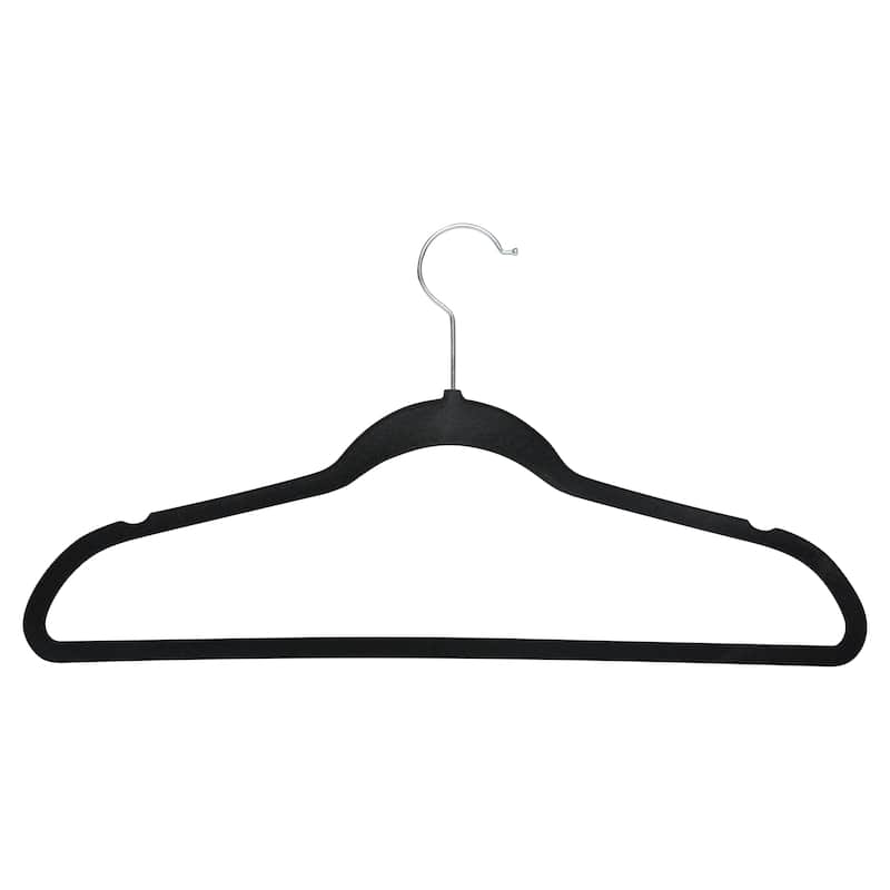 Simplify 25 Pack Slim Velvet Suit Hangers in Black - 9"x 17.70" x 0.16"