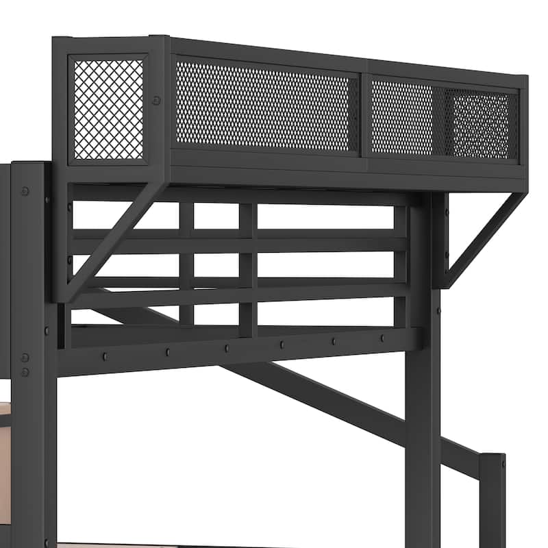 Full Loft Bed with Storage, USB Ports, LED Lights, and Built-in Wardrobe