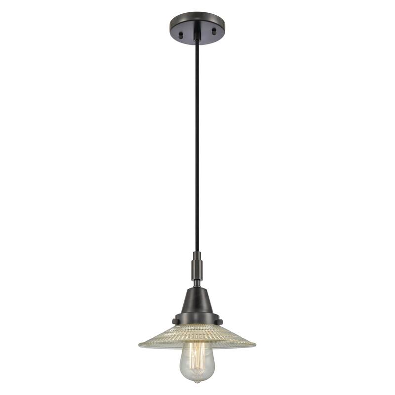 Innovations Lighting Downtown Urban - Caden Halophane - 1 Light 9" Cord Hung Mini Pendant - Clear Halophane Shade/Matte Black