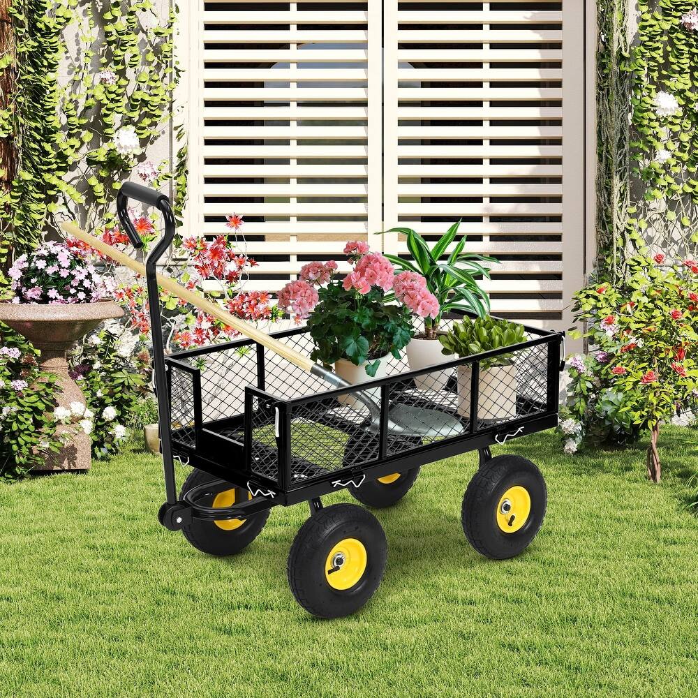 Heavy Duty Steel Utility Garden Wagon Cart with Removable Sides