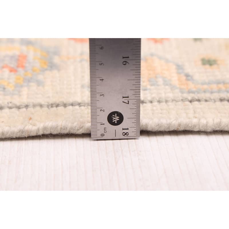ECARPETGALLERY Hand-knotted Modern Oushak Ivory Wool Rug - 2'7 x 7'10