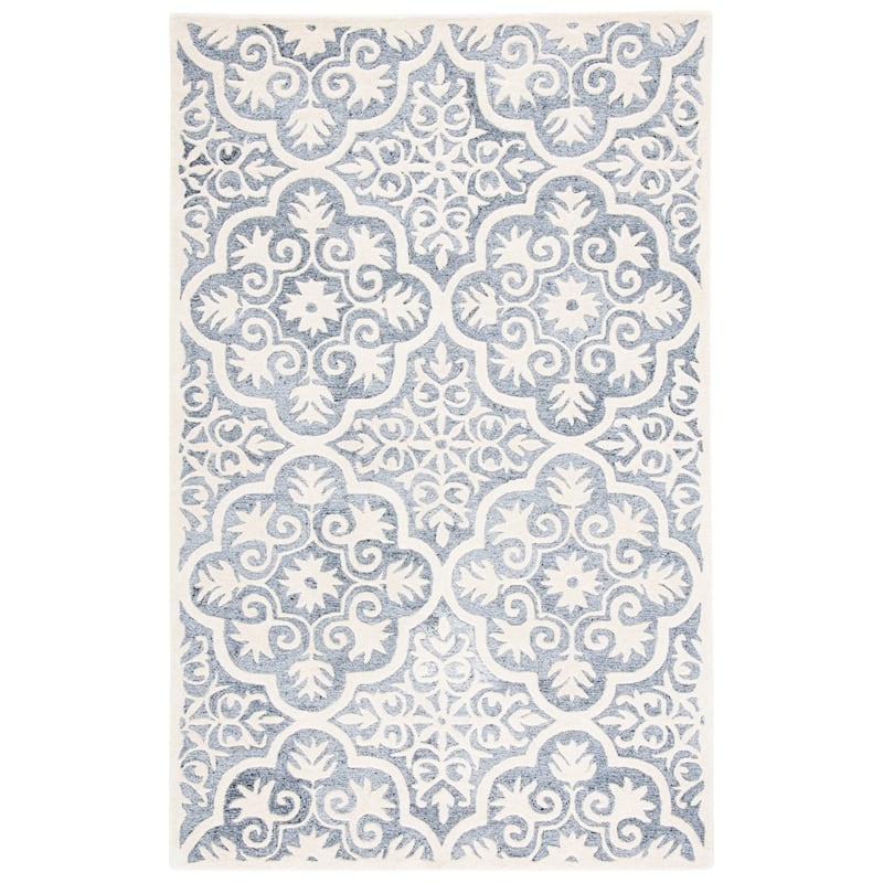 SAFAVIEH Handmade Metro Raphy French Country Wool Rug - 6' Square - Light Blue/Ivory
