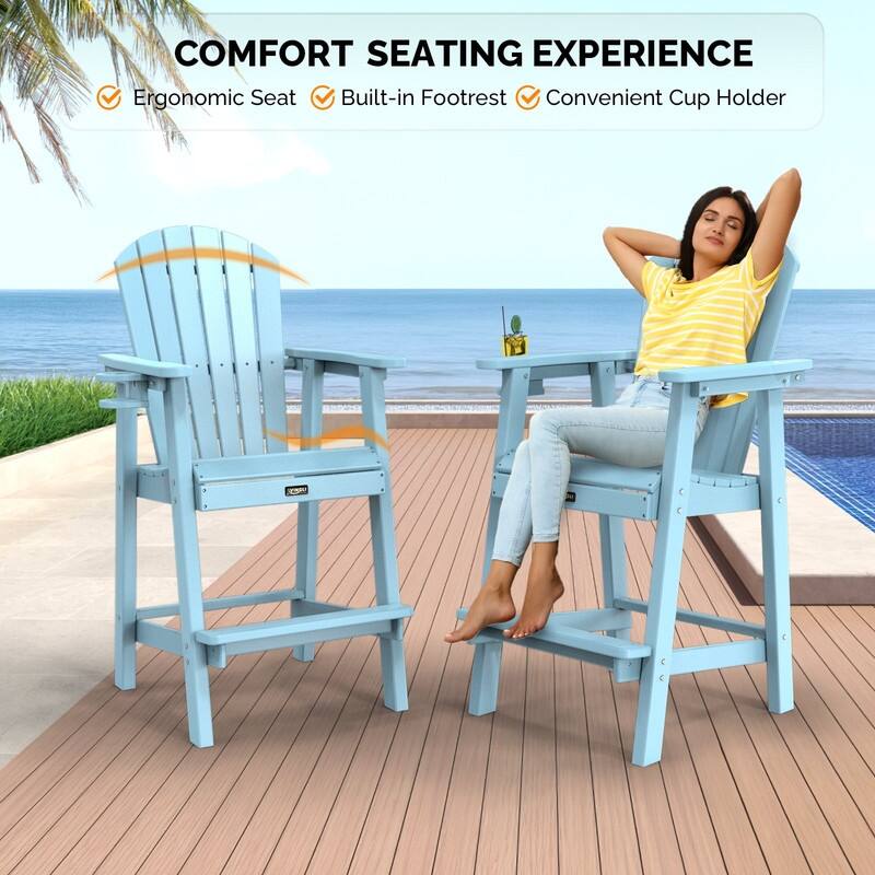 HDPE Adirondack Bar Stools with Cup Holder