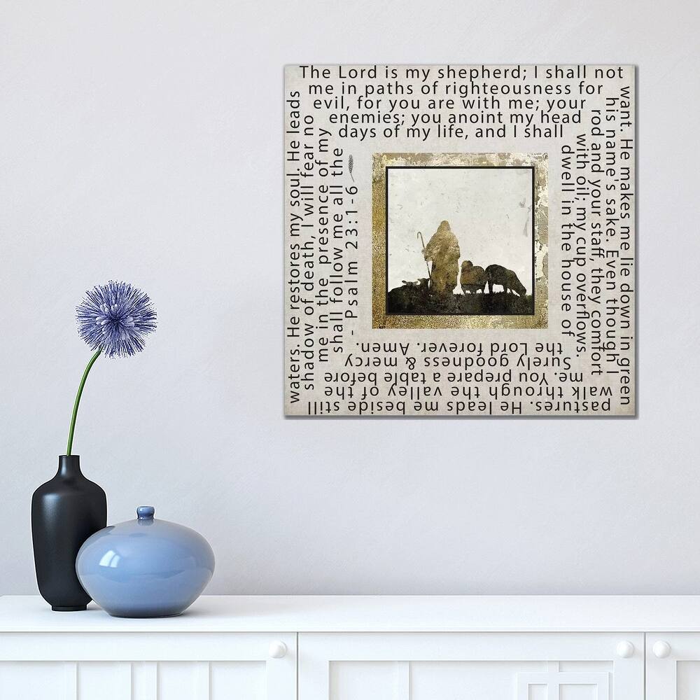 iCanvas "Gold Foil And Black Text Scriptures 2" by Melody Hogan Canvas Print