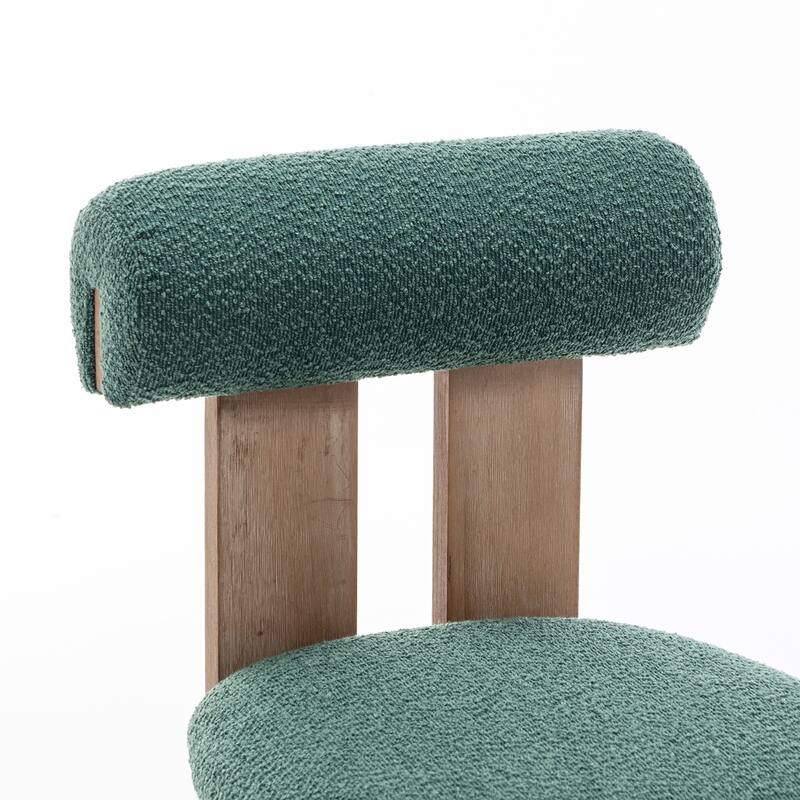 SEYNAR Set of 2 Modern Linen Upholstered Dining Chairs with Bolster Backrest