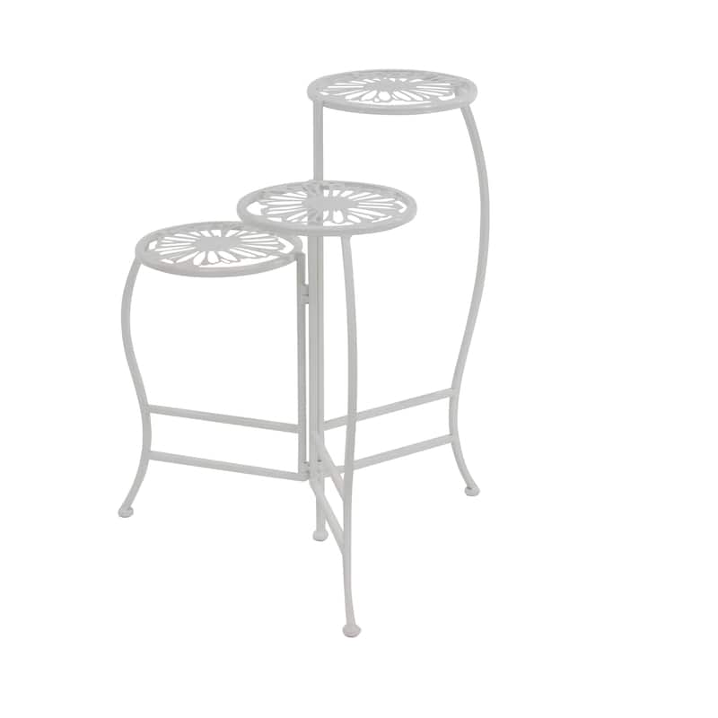 White or Black Metal Indoor Outdoor 3 Tier Floral Plantstand