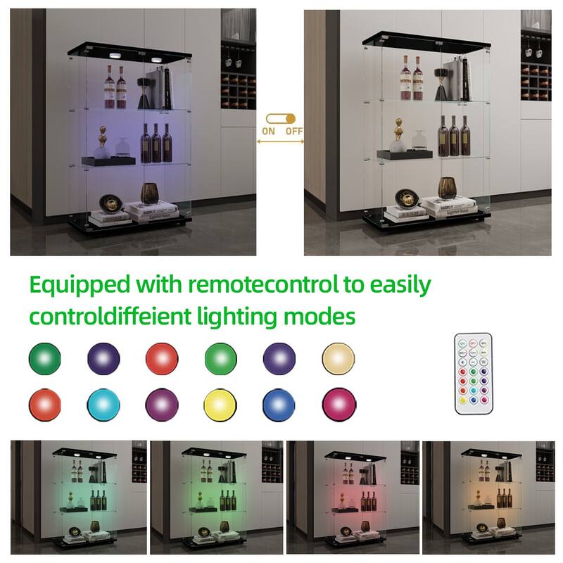 Glass Display Cabinet,Wine Cabinet,Storage Cabinet,File Cabinet,With Battery-Powered Paipai Light,Adjustable Floor Feet