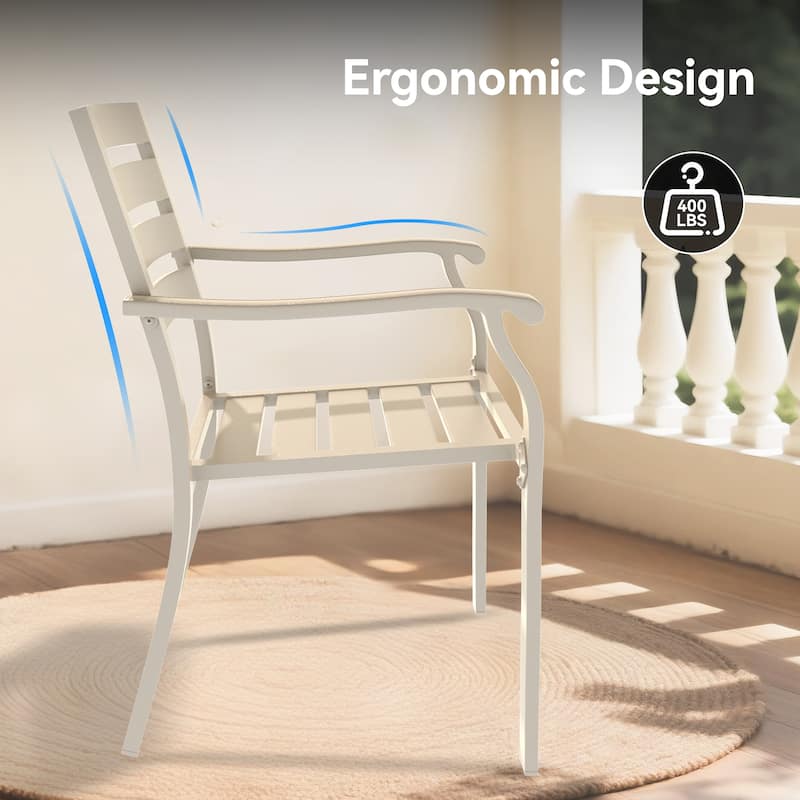 7 Pieces Outdoor Patio Dining Set,6 Stackable Metal Dining Chairs and 52.95" Round Metal Dining Table,Outdoor Table and Chairs