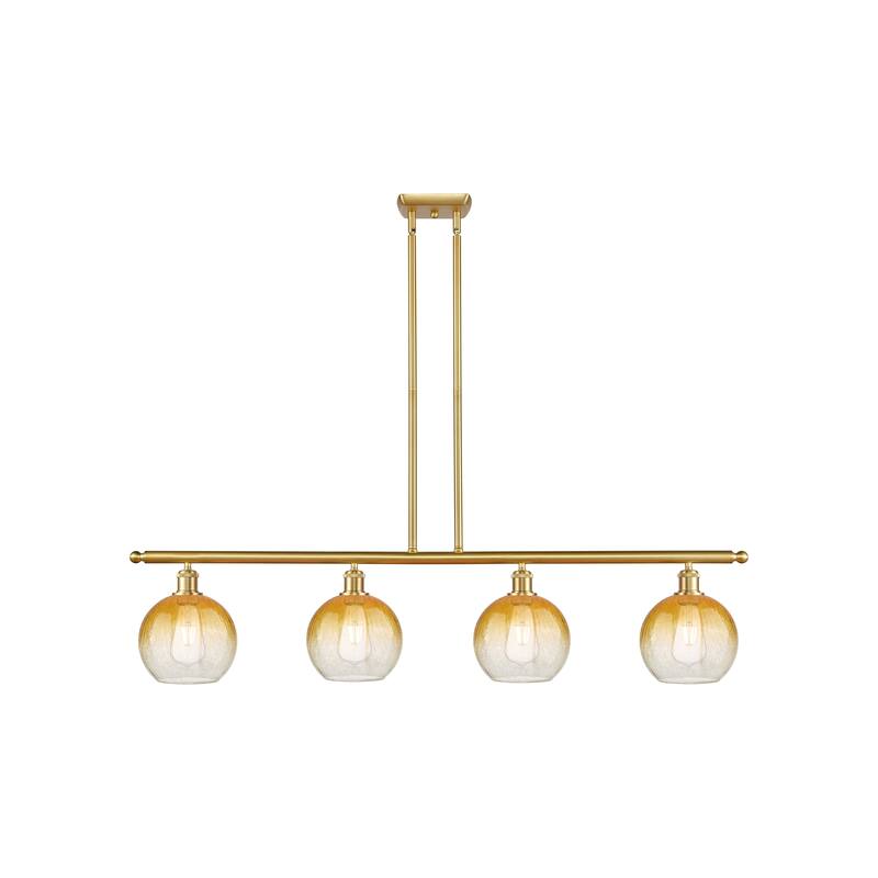 Innovations Lighting Endless Possibilities Ballston - Brookhaven Globe - 4 Light 48" Stem Hung Island Light - Satin Gold/Amber