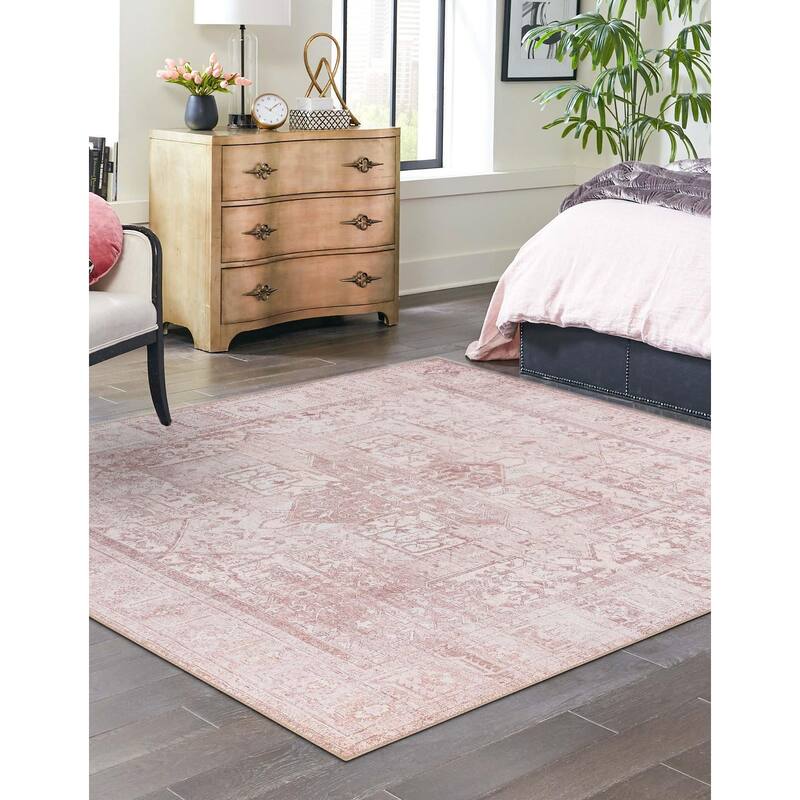 Transitional Rine Collection Area Rug - 7'6" Square - Beige