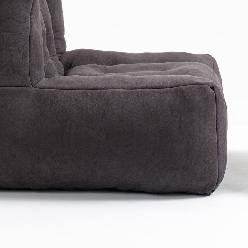 Fluffy Bean Bag Chair with Memory Foam and Ottoman, Super Soft Velvet Bean Bag for Adults & Kids, Comfortable Lazy Sofa