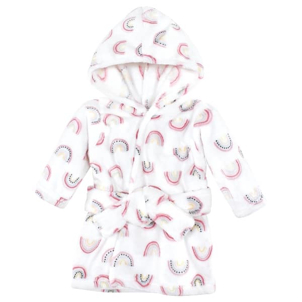 slide 1 of 1, Hudson Baby Infant Girl Plush Animal Face Bathrobe, Modern Rainbow, 0-9 Months - Modern Rainbow - 0-9 Months 0-9 Months - Modern Rainbow