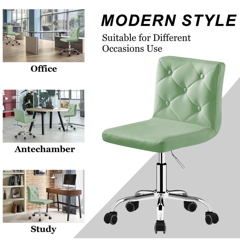 Javlergo Armless Office Desk Chair PU Leather Mid-Back Adjustable Height 360° Rolling Swivel for Home Office Work