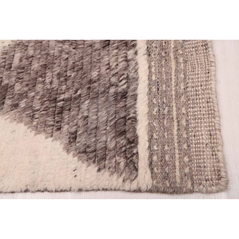 ECARPETGALLERY Hand-knotted Looma Cream, Dark Grey Wool Rug - 8'2 x 10'2