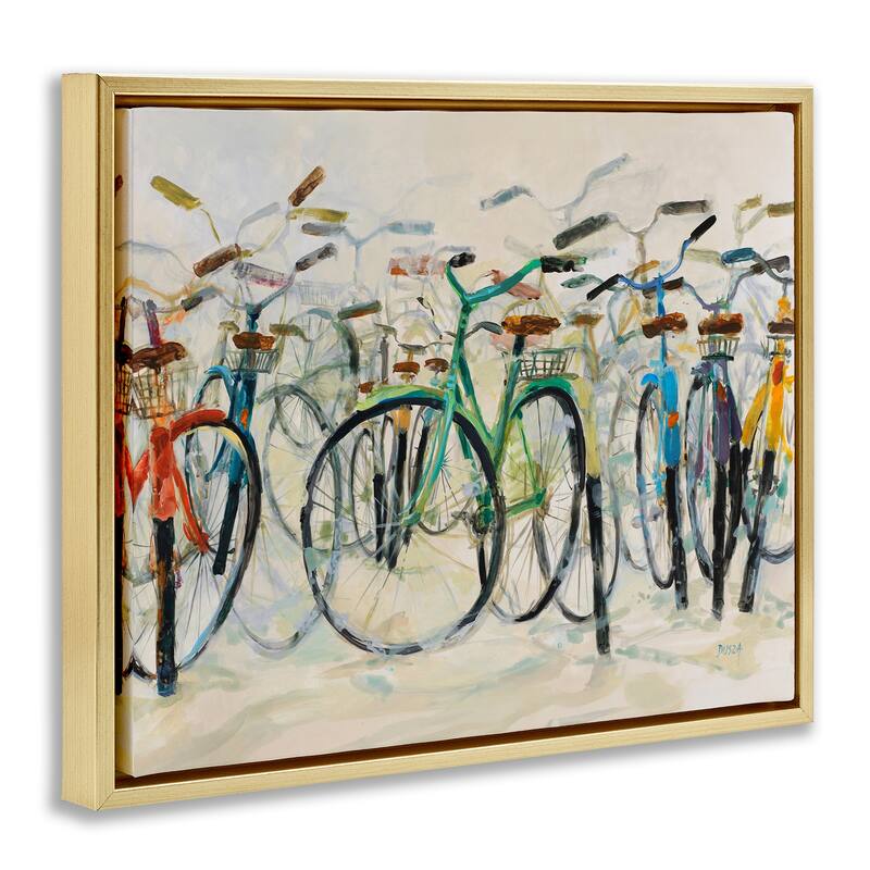 Stupell Group of Bicycles Framed Floater Canvas Wall Art Design By Dusza