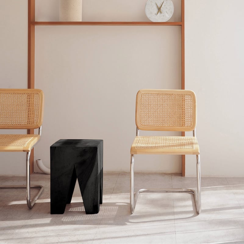 Rustic Wood Side Table - 17.5" - Burned Black