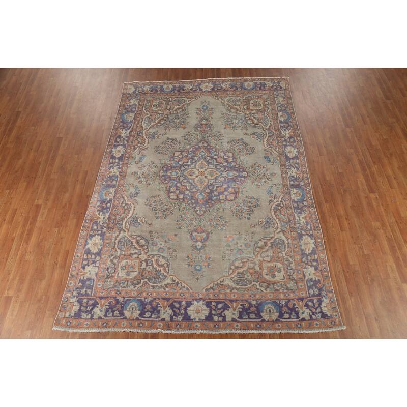 Tabriz Persian Vintage Area Rug Handmade Wool Carpet - 7'8"x 11'2"
