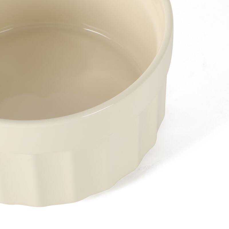 Martha Stewart Broadbrook 6 Piece Stoneware Meal Prep Container Set with Lids, Cream, Oven, Microwave & Dishwasher Safe