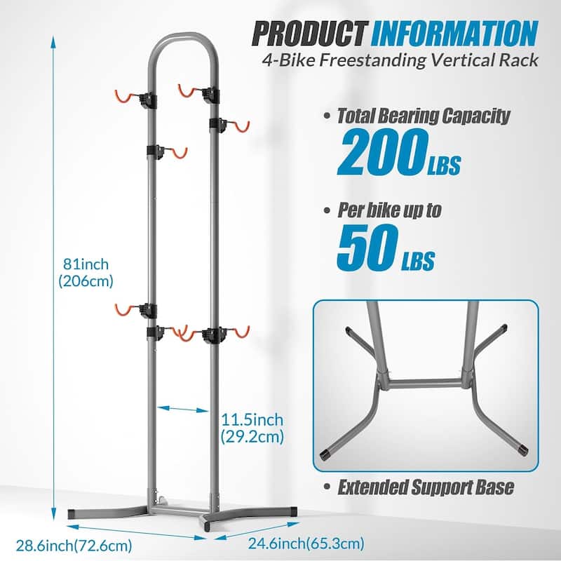 Suchtale 4 Bike Rack, Bicycle Rack, Garage Home Bike Storage Rack, Freestanding Gravity Bike Stand