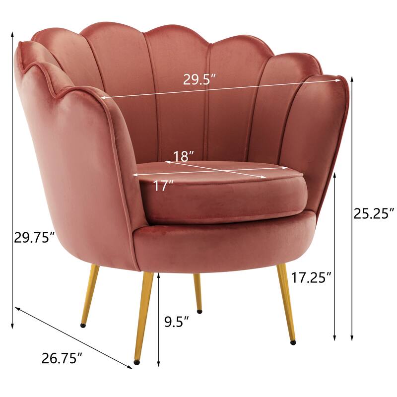 Velvet Lotus Accent Chair Small Comfy Barrel Chair Cozy Round Armchair