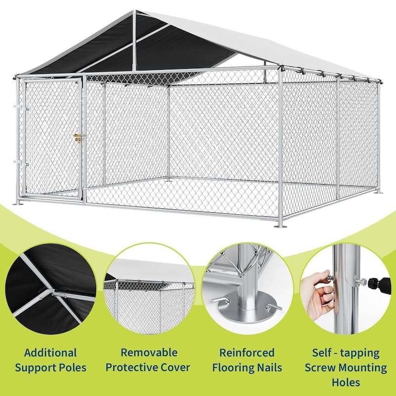 Heavy Duty Steel Outdoor Pet Dog Kennel with Roof for Yard, Boarding, Poultry, Farm