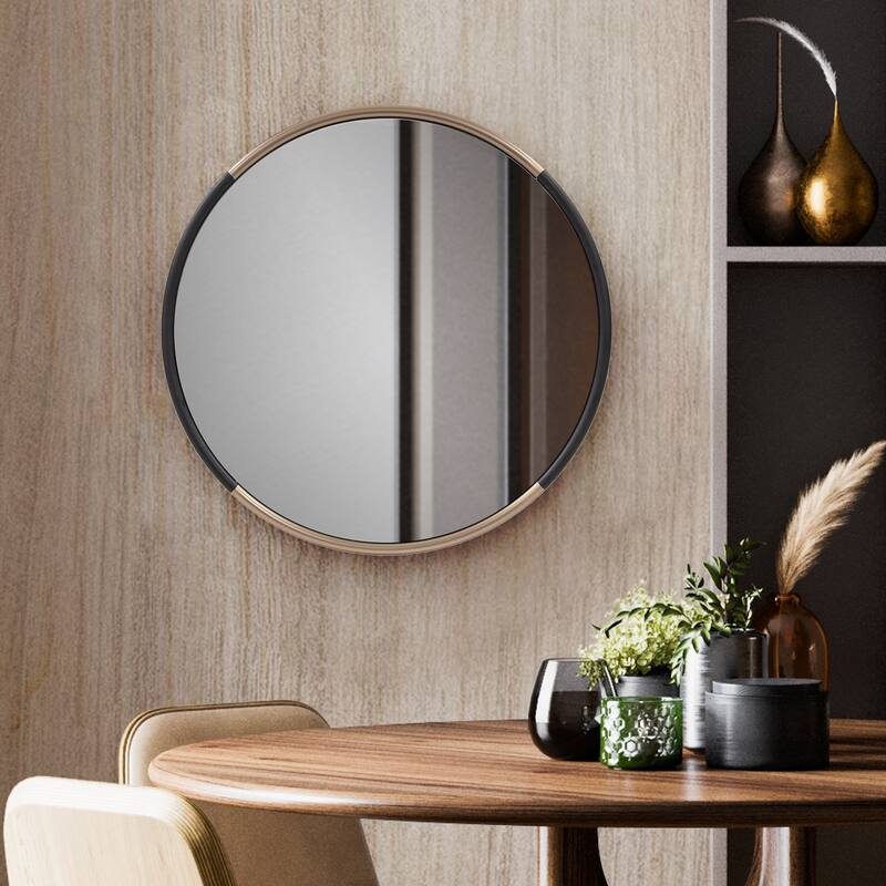 Allan Andrews Handcrafted Black & Brass Metal Framed Mirror - 34"D