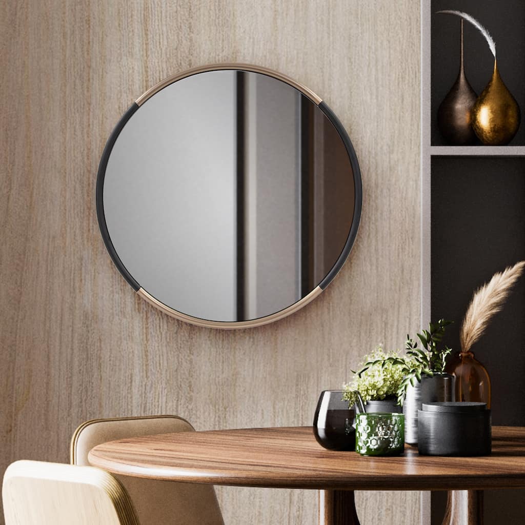 Allan Andrews Handcrafted Black & Brass Metal Framed Mirror