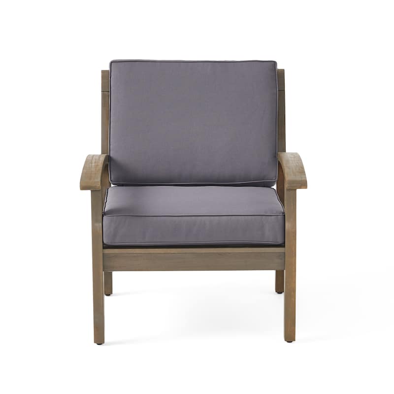 Peyton Outdoor Cushioned Wood Club Chairs (Set of 2) by Christopher Knight Home