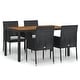 preview thumbnail 39 of 91, vidaXL 3 Piece Patio Dining Set with Cushions Black Poly Rattan - 18.9" x 21.7" x 34.6"