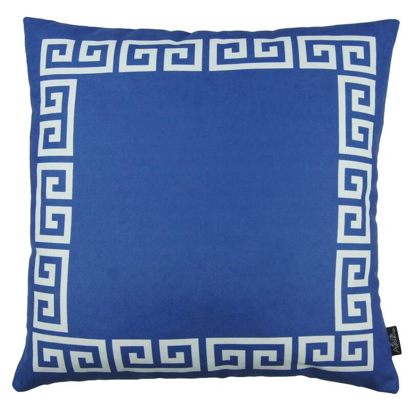 HomeRoots Yellow and White Greek Key Bordered Throw Pillow