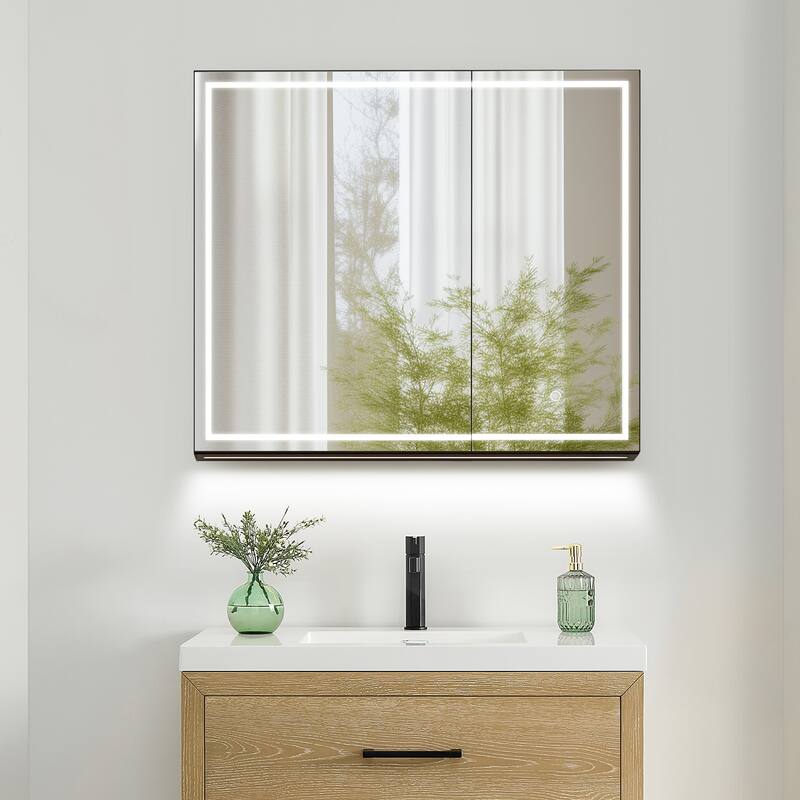 Hesili Rectangular Frameless LED Lighted Bathroom Mirror Medicine Cabinet