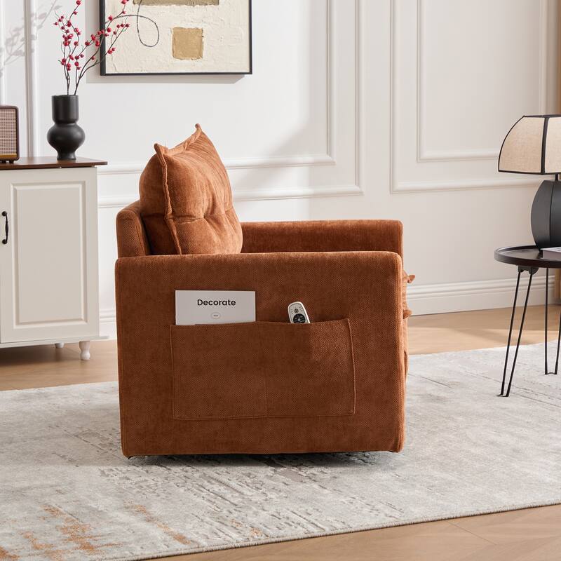 Mid Century Modern Chenille Swivel Barrel Chair