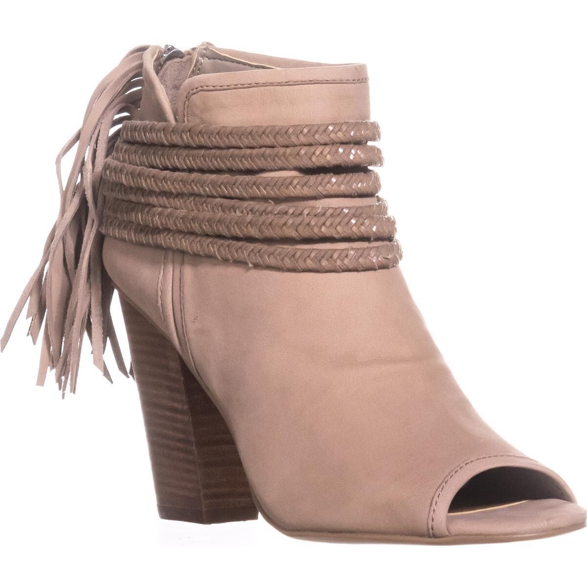 fringe peep toe booties