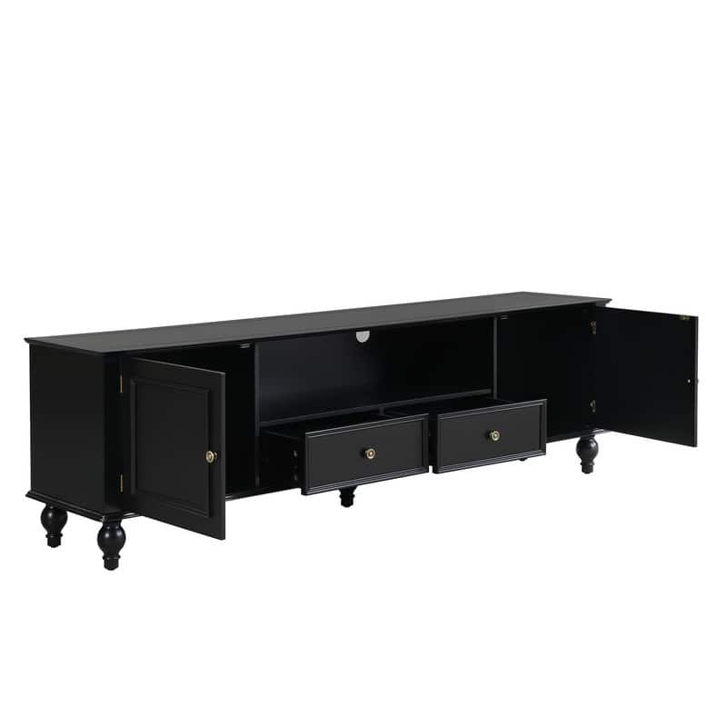 70.9'' Modern TV Stand for TVs up to 80 Inches, Entertainment Center with Open Compartment, TV Storage Cabinet with 2 Drawers