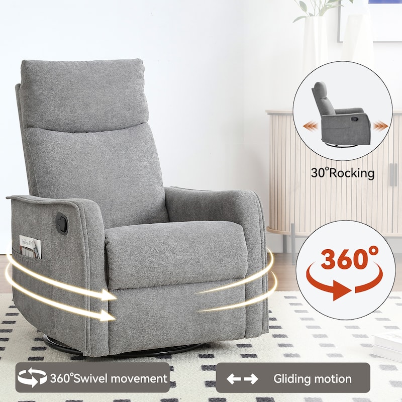8 Point Vibration 360° Swivel Massage Chair, Adjustable Backrest Manual Recliner Chair with Massage and Lumbar Heating