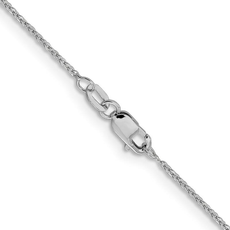 Curata 14k White Gold 1.1mm Flat Cable Link Chain Necklace (Lobster) Options: 16 18 20 22 24