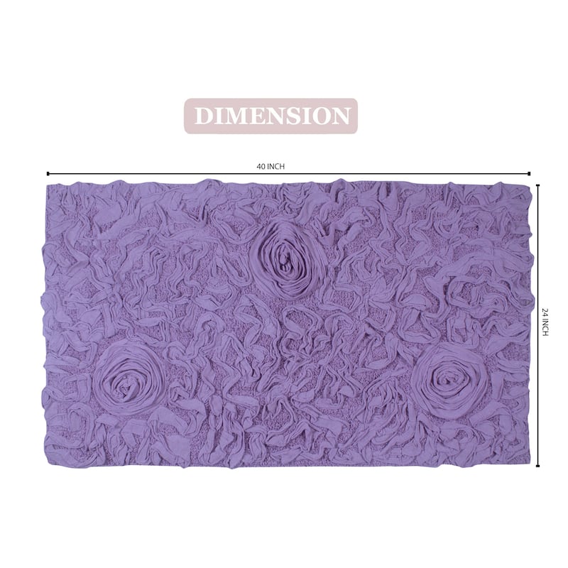 Bell Flower Bathroom Rug, Cotton Soft, Water Absorbent Bath Rug, Non Slip Shower Rug Machine Washable 24"x40" Rectangle