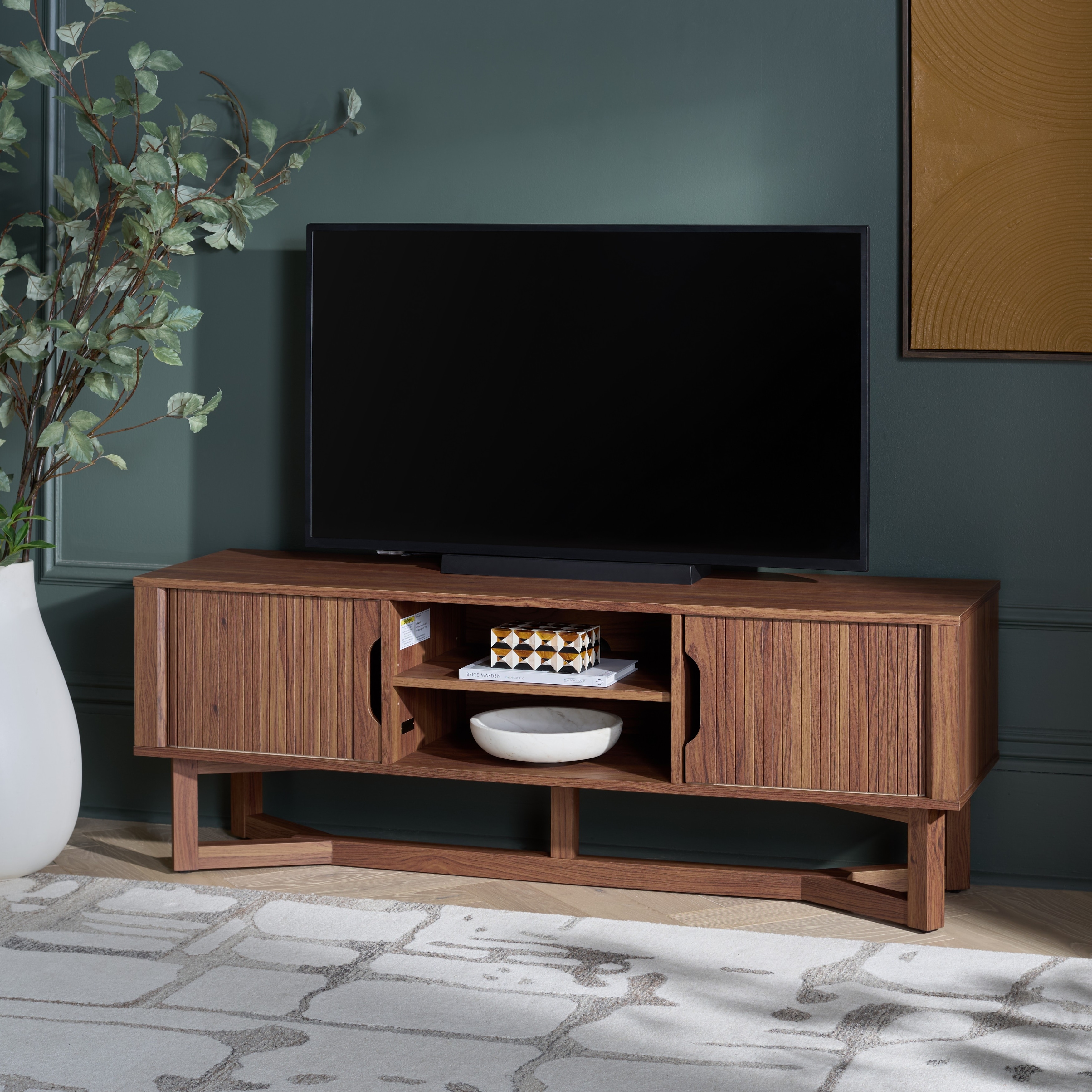 SAFAVIEH Home Ilyum 2-Shelf Tambour Doors Sideboard/Media Stand - 55"W x 16"D x 20"H