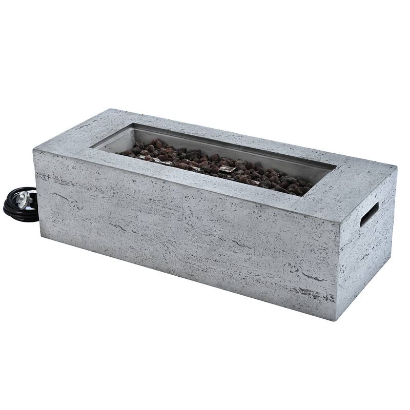 41.9" Outdoor Rectangular Propane Fire Pit 40000 BTU, Heater with Stainless Steel Burner and Free Lava Rocks, Waterproof Cover