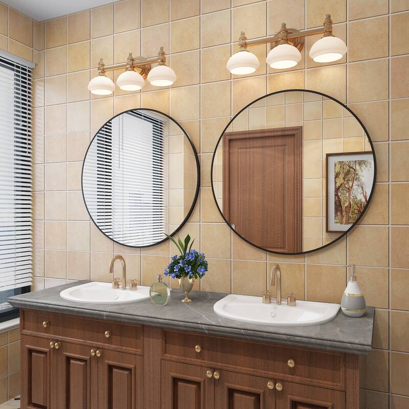KIOTEE Full Length Round Aluminum Alloy Framed French Cleat Mounted Wall Decor Bathroom Vanity Mirror with 5-Year Warranty