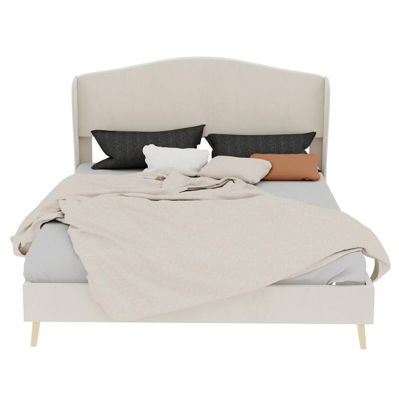 Upholstered Platform Bed with Tufted Headboard, Sturdy Noise-Free Design, Modern Bedroom Bed Frame